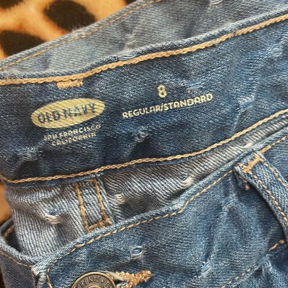 •OLD NAVY•MIDI RAW EDGE HEM DOTTED TEXTURED DENIM SHORTS IN SZIE 8 REGULAR EUC - Picture 5 of 6